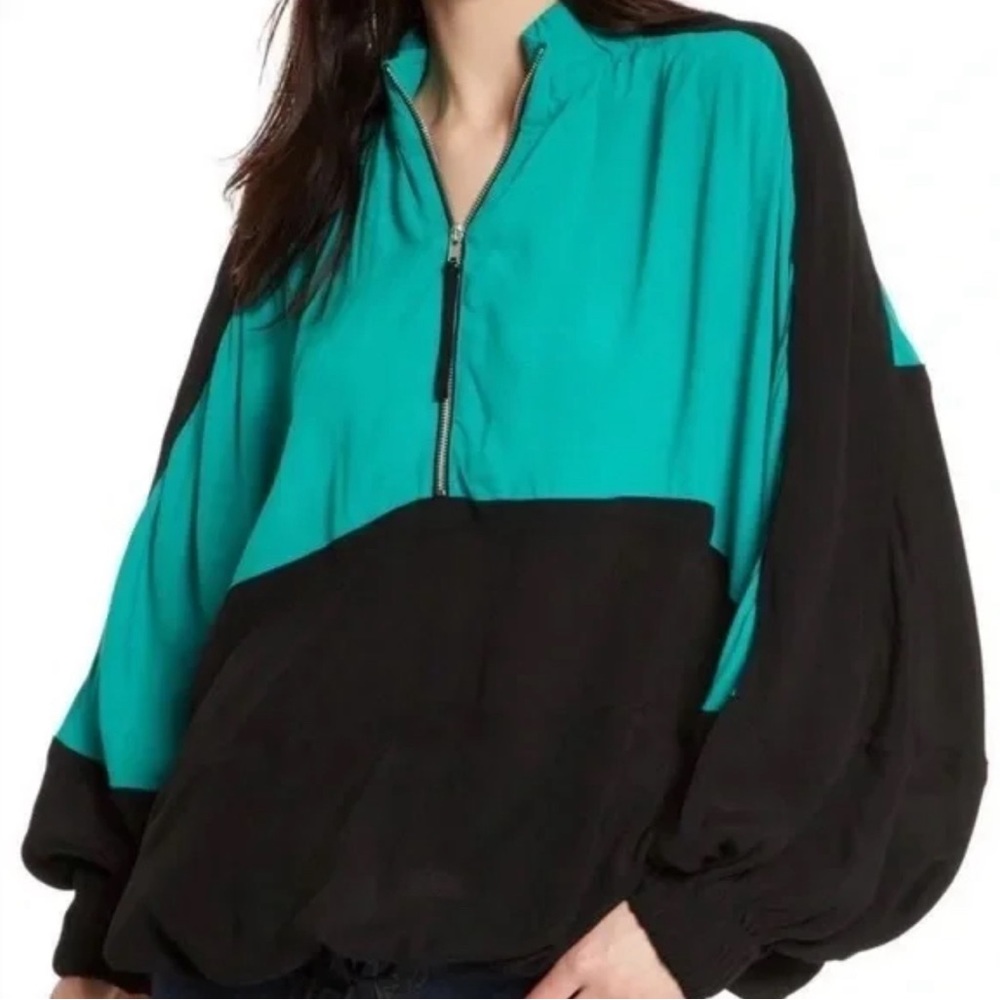 Free People 1/4 zip oversized pullover windbreaker